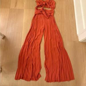 Free People Terracotta Wide-Leg Jumpsuit